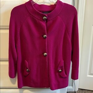 Josephine Women’s Magenta Button-Up Cardigan- 3/4 Inch Sleeves- Size Medium
